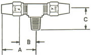 272A Male Branch Tee, Tube to Tube to MPT Fittings