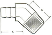 HE1-45 Elbow, 45&#186; Hose to MPT Fittings